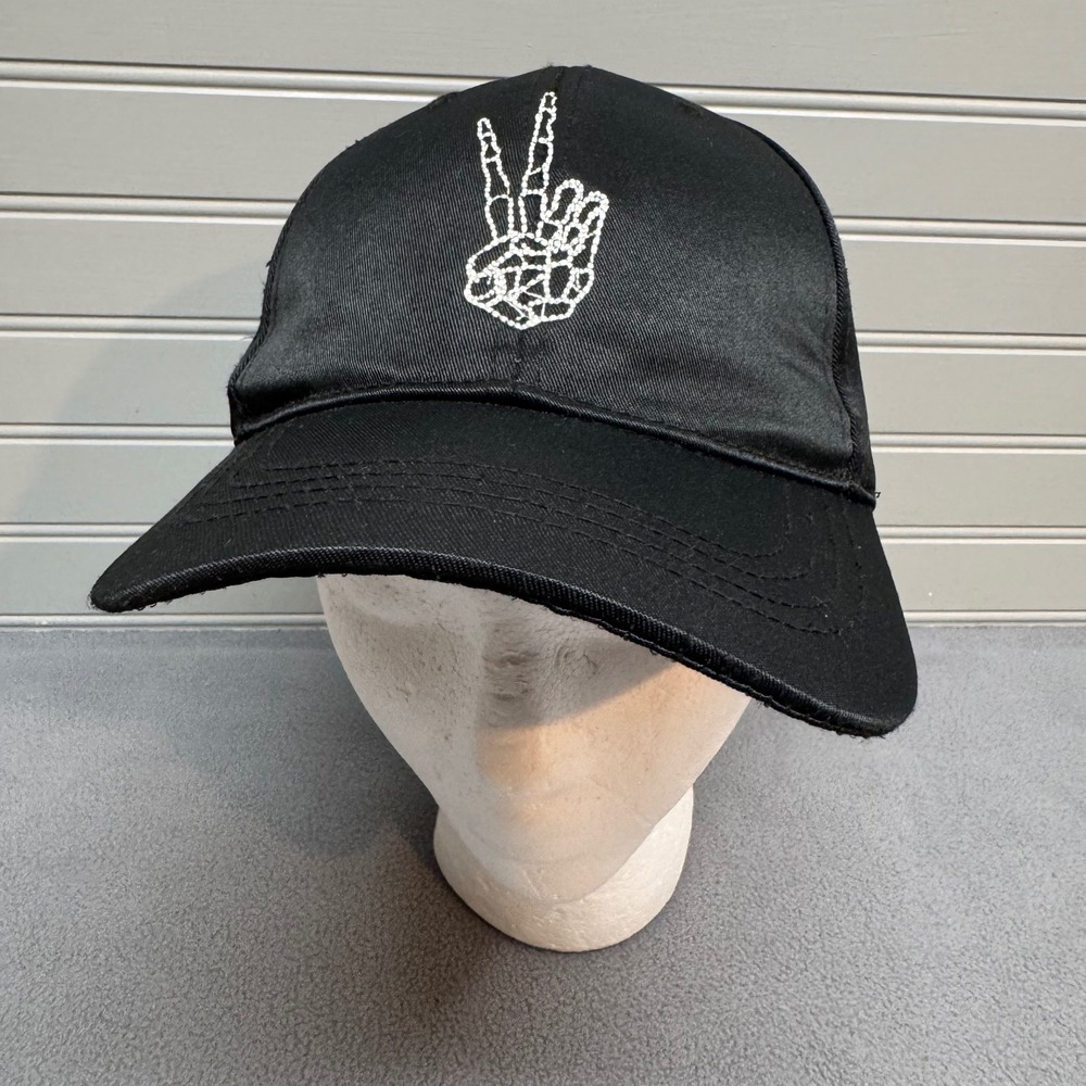 Spirit Halloween Skeleton Peace Sign Hat Snapback Goth Spooky OSFM‎ Black